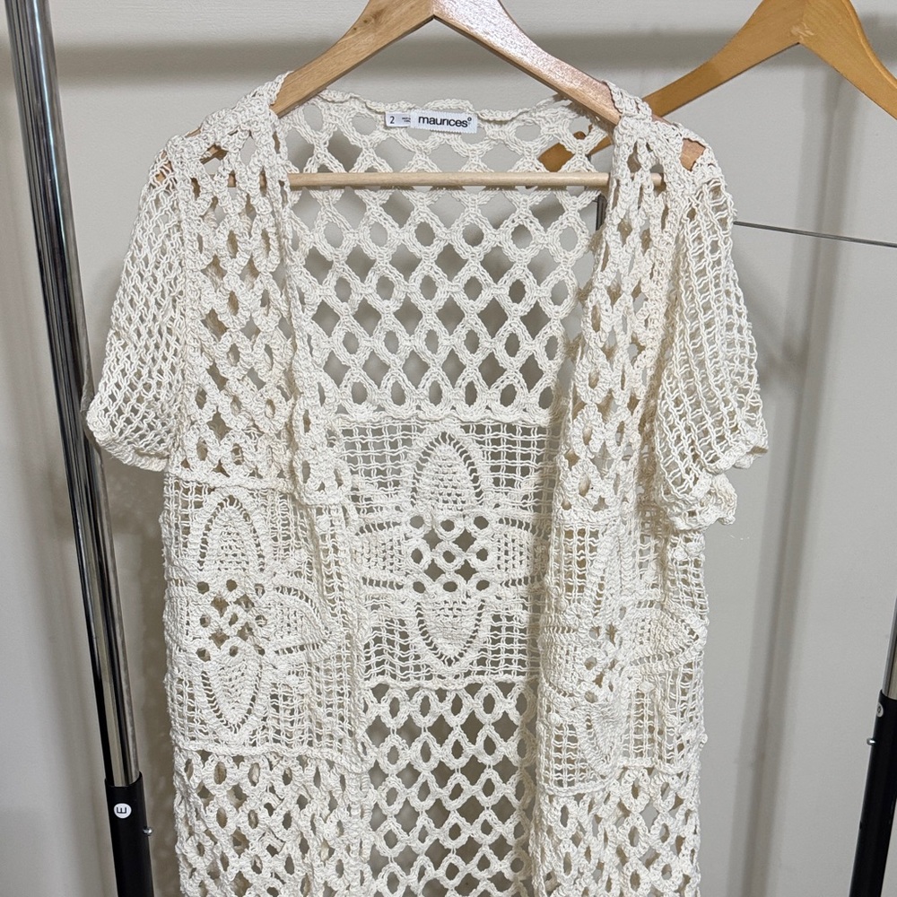 Maurices Ivory Open-Knit Cardigan